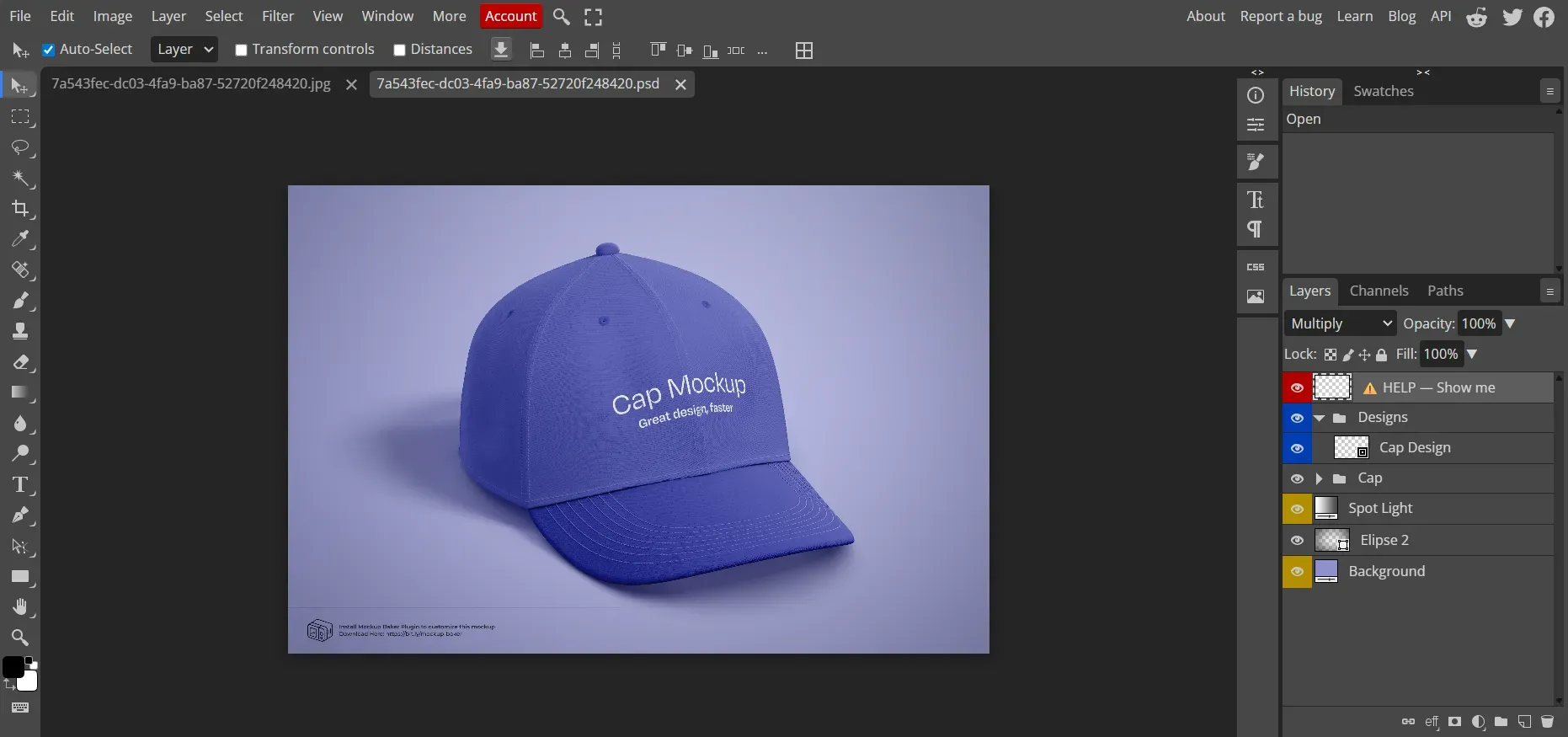 Photopea hat mockup