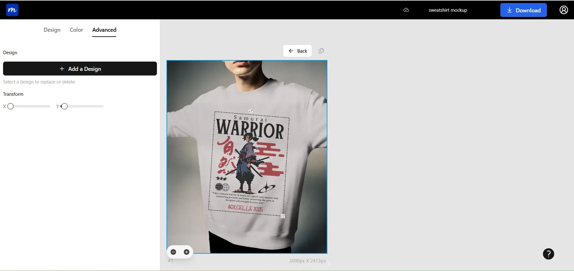 Apply transform editing on your design