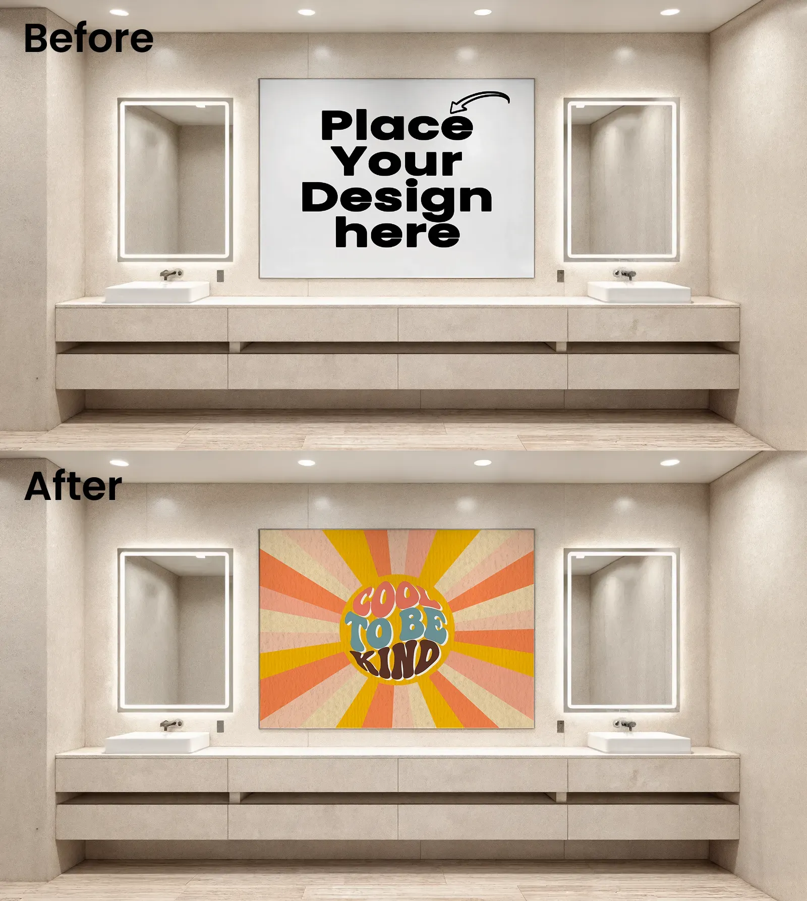 Billboard Mockup In A Well Lit Bathroom