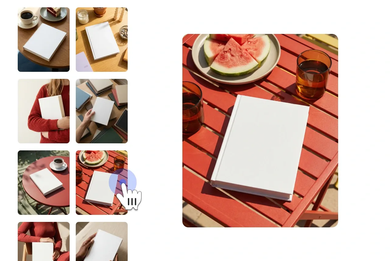 Step 1 select a blank book mockup from the collection.