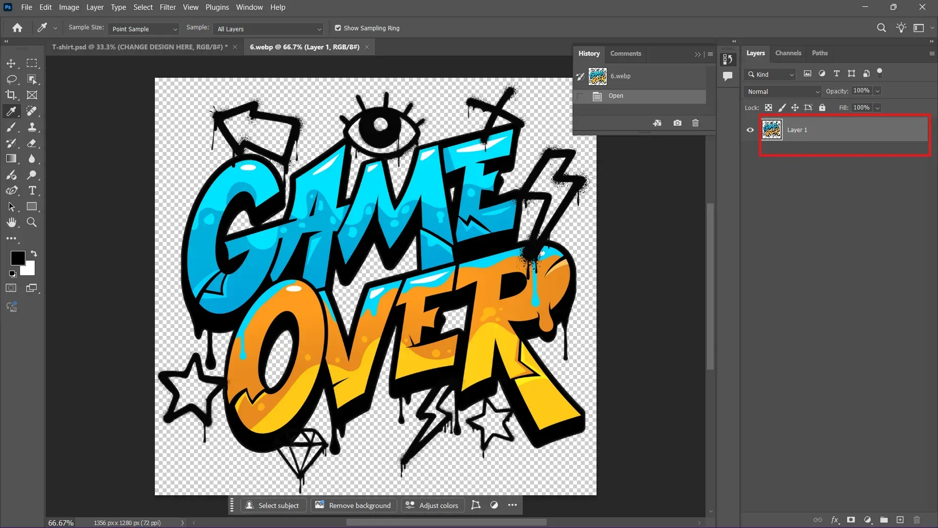 Change design here layer window will open