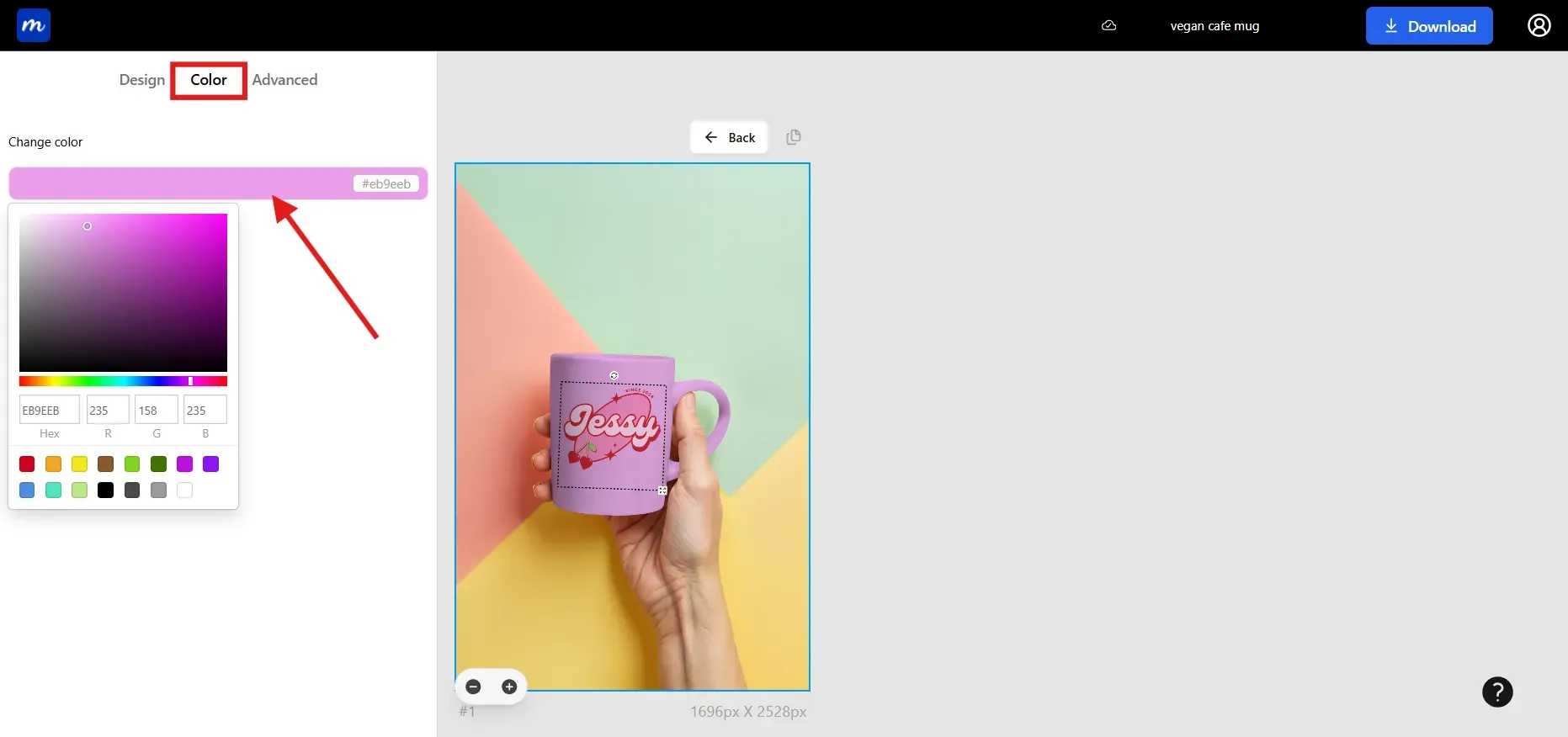 Change the color of the mug mockup