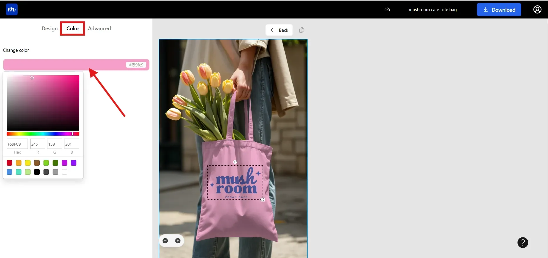 change the color of your tote bag mockup