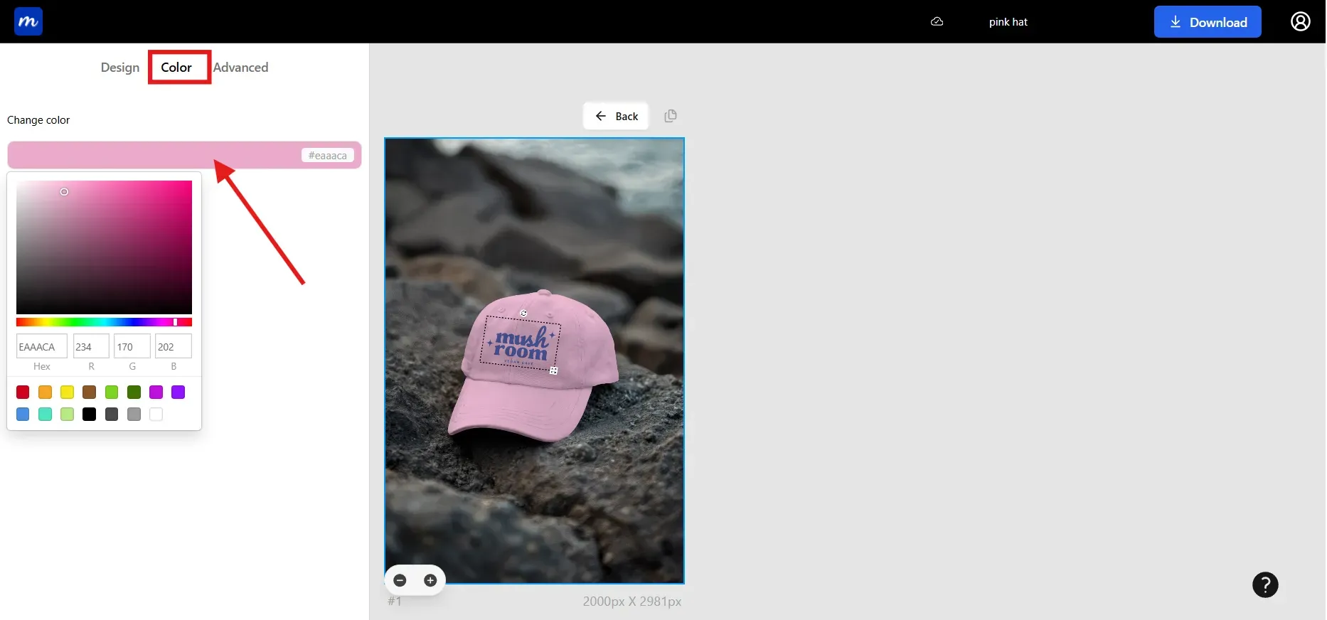change the color of hat mockup