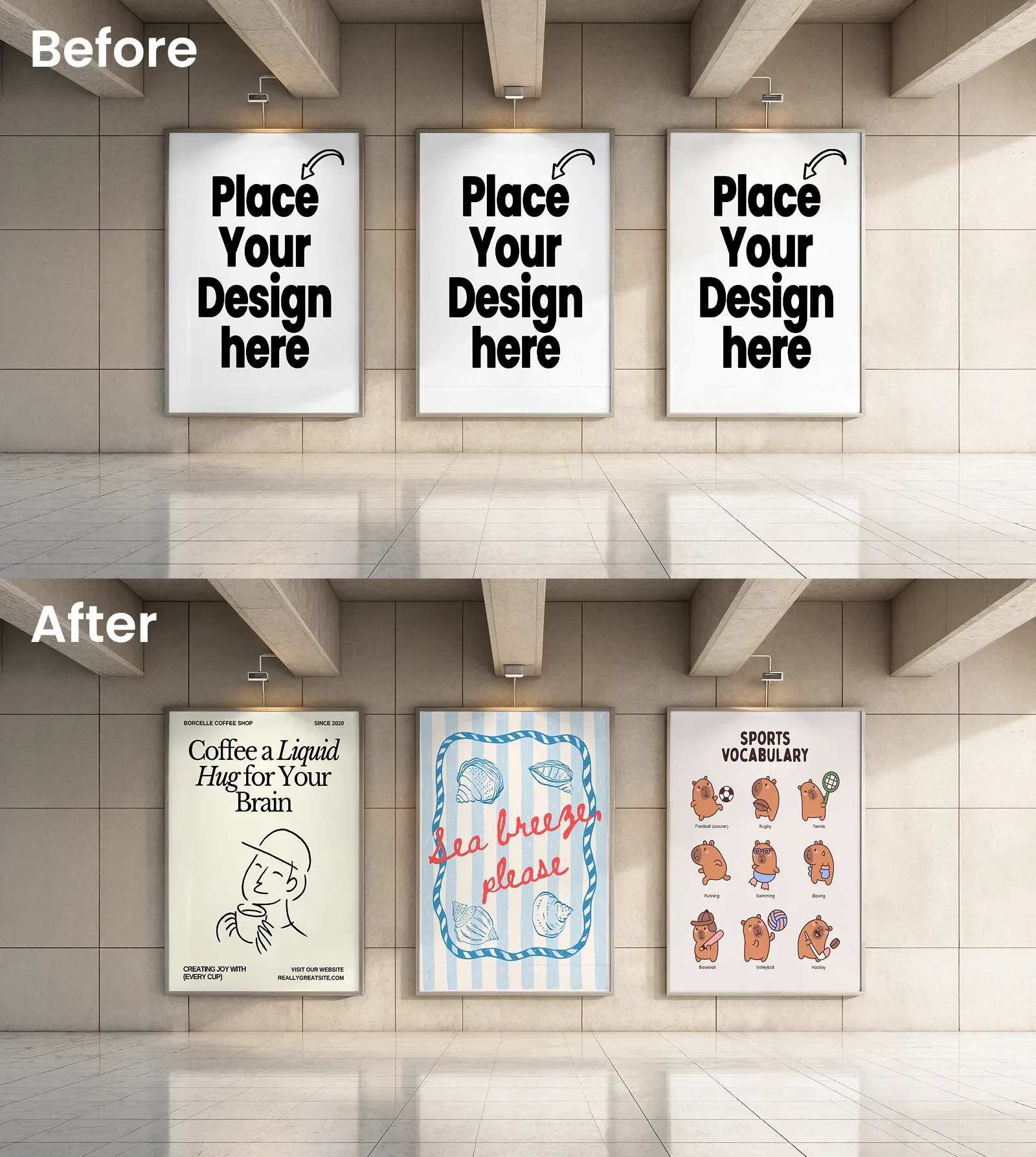 Clean Interior Billboard Mockup Against A Plain Background