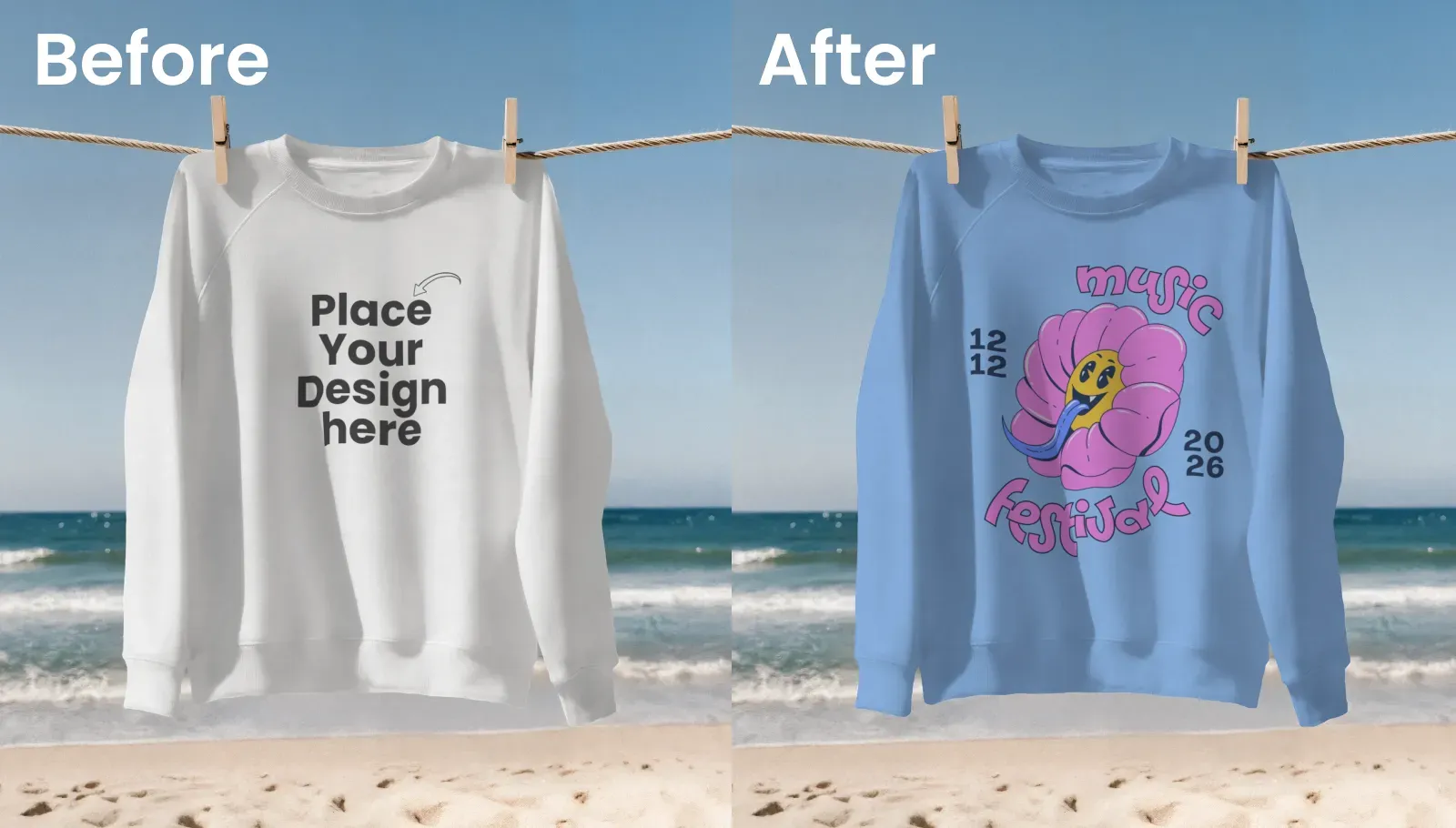 Clean relaxed fit hanging sweatshirt mockup