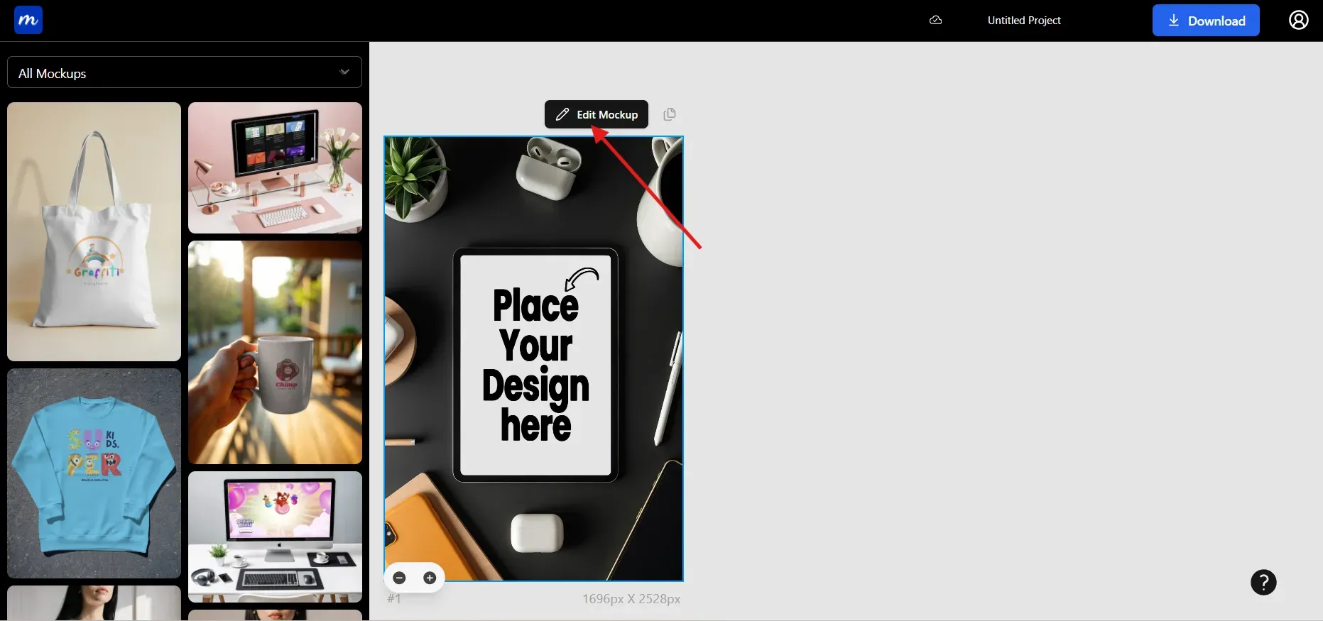 Click on Edit mockup to edit the selected iPad mockup