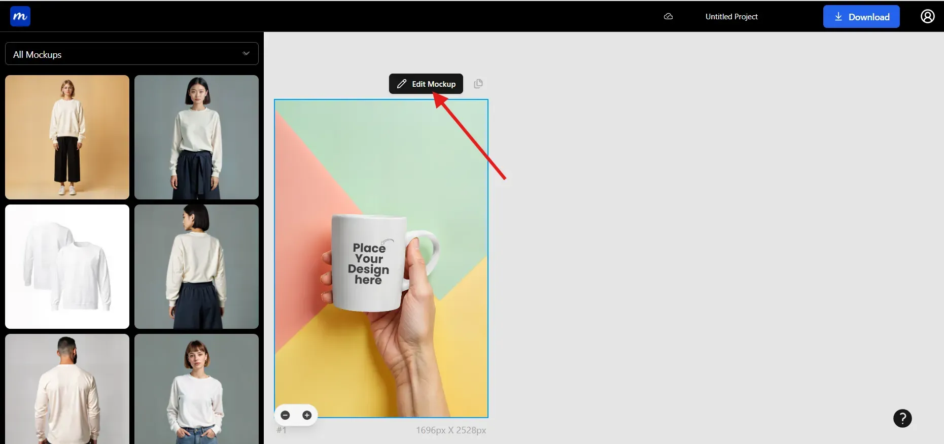 Click on Edit mockup to edit the mug mockup