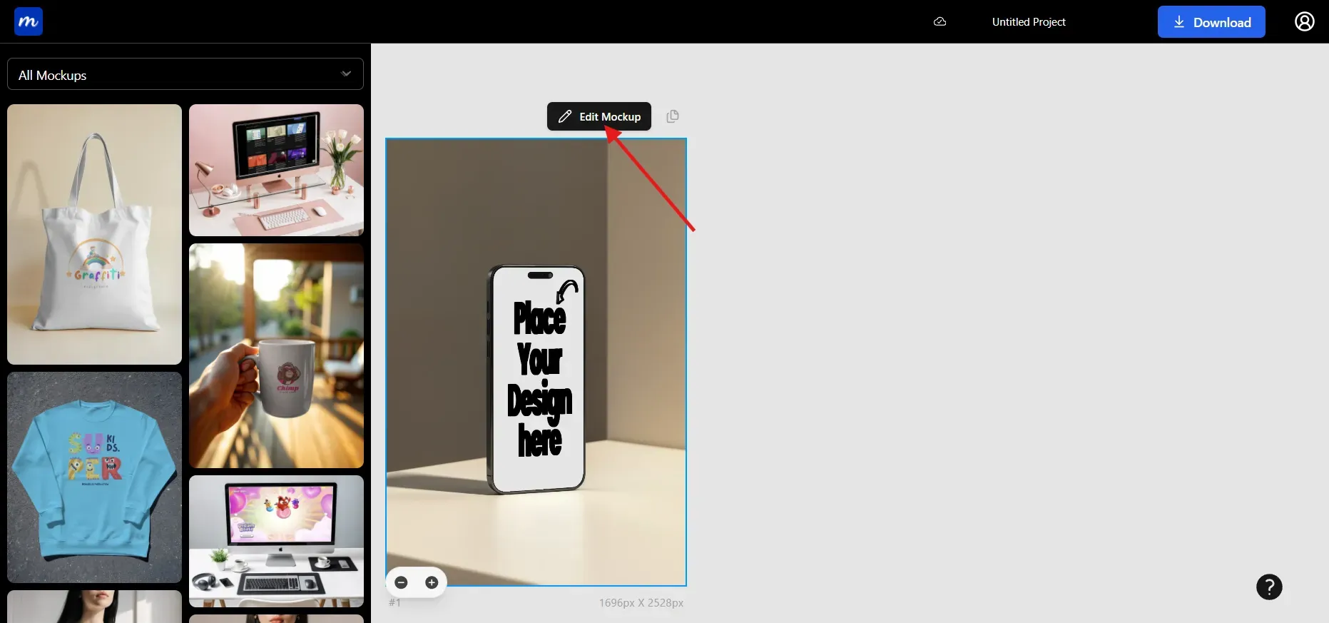 Click on Edit mockup to edit the iPhone mockup