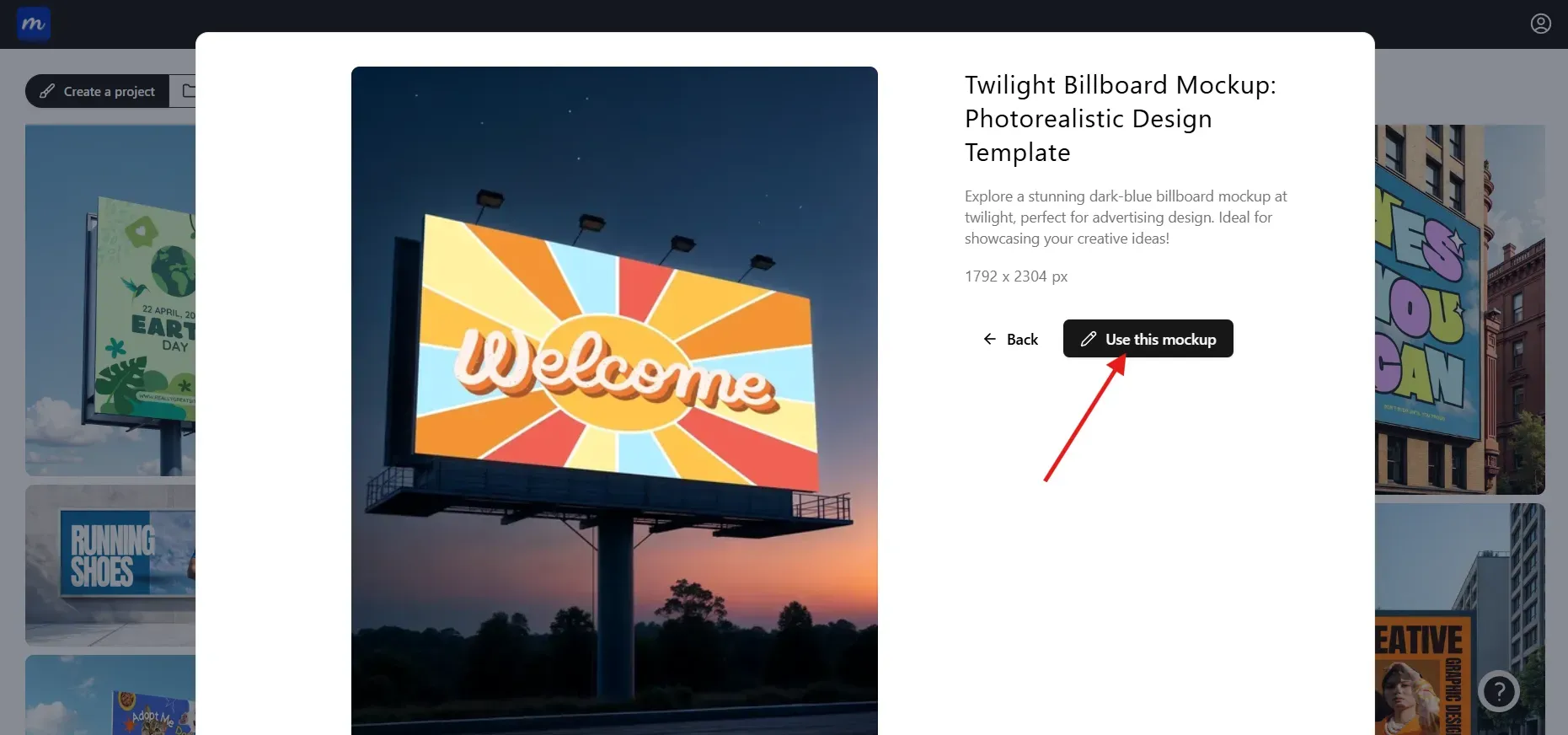 Click on Use this mockup