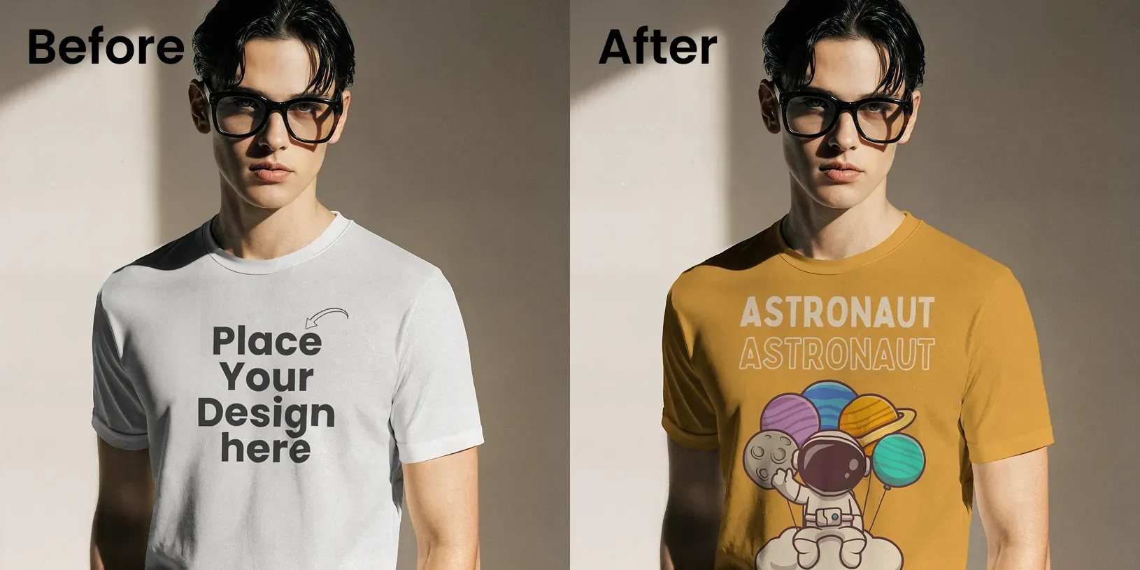 Crew neck t-shirt mockup on a model