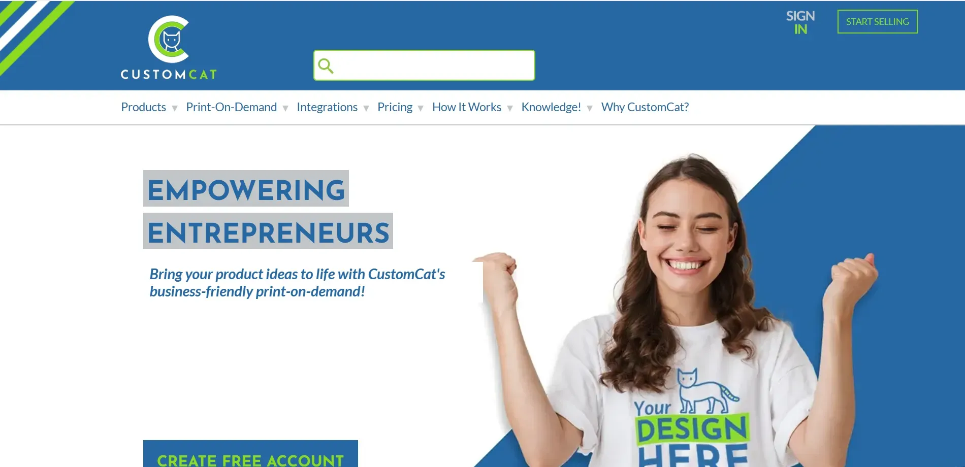 CustomCat landing page