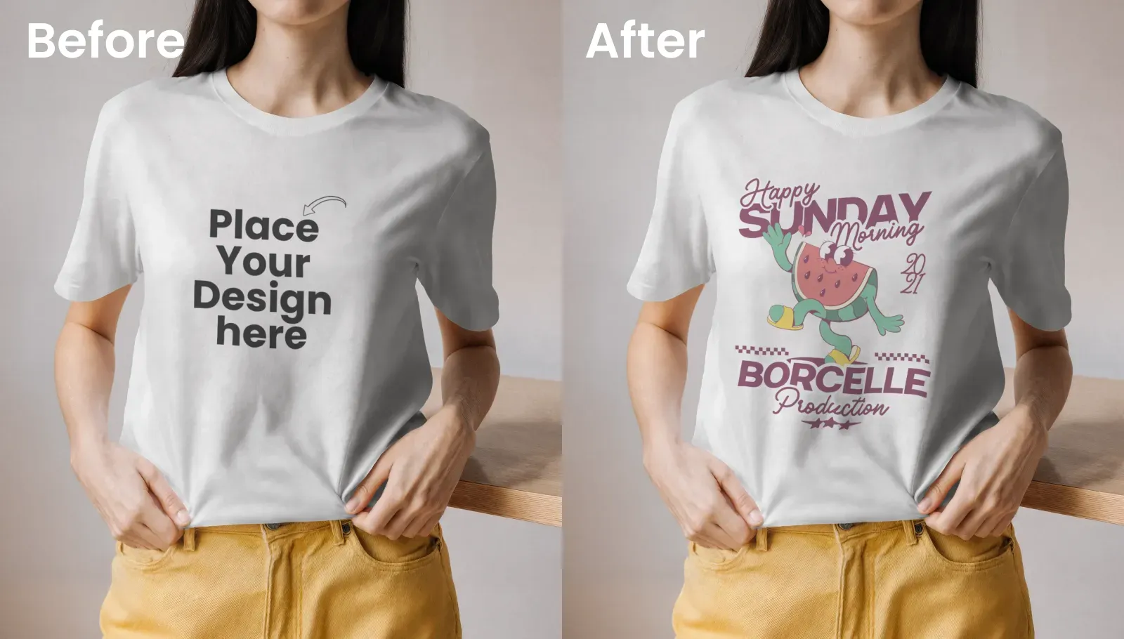 Detailed front view t-shirt mockup