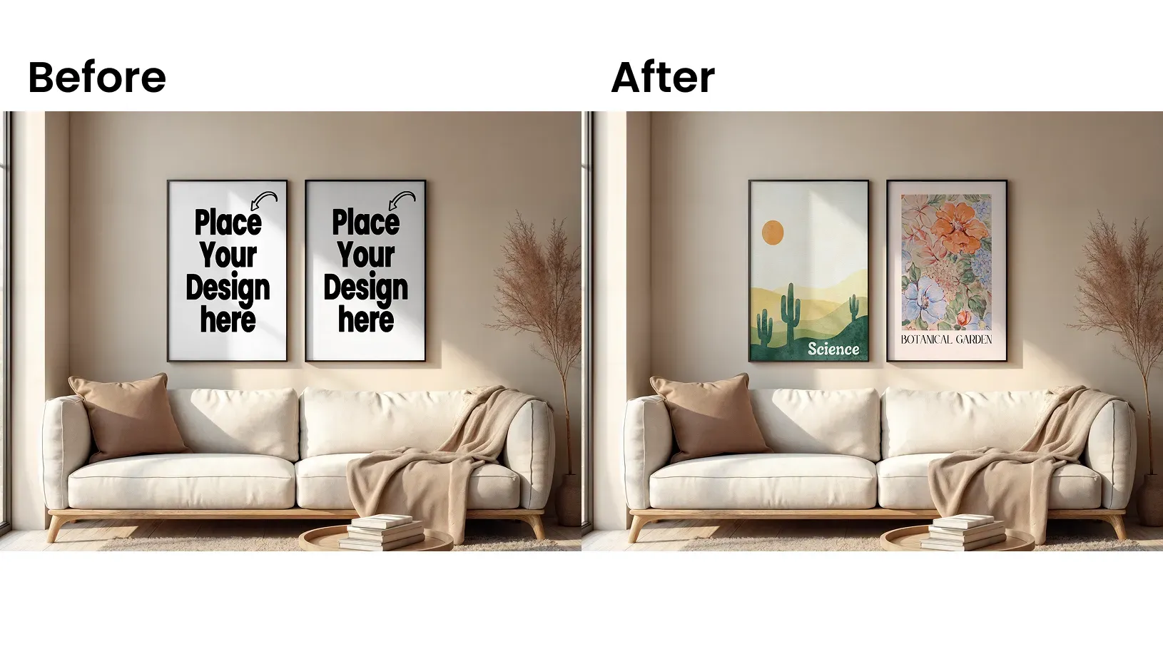 Dual poster design mockups with backgrounds