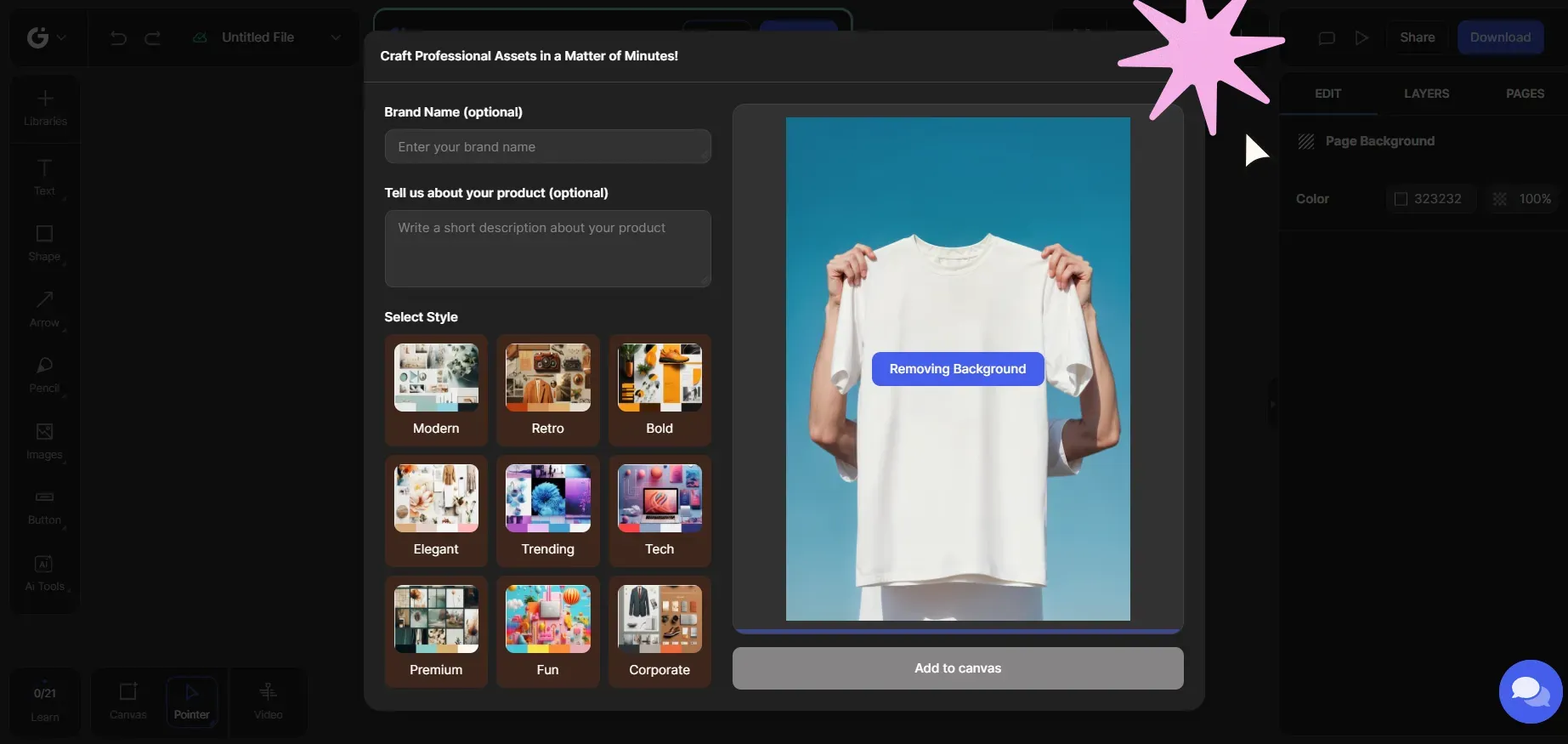 Glorify t-shirt editor