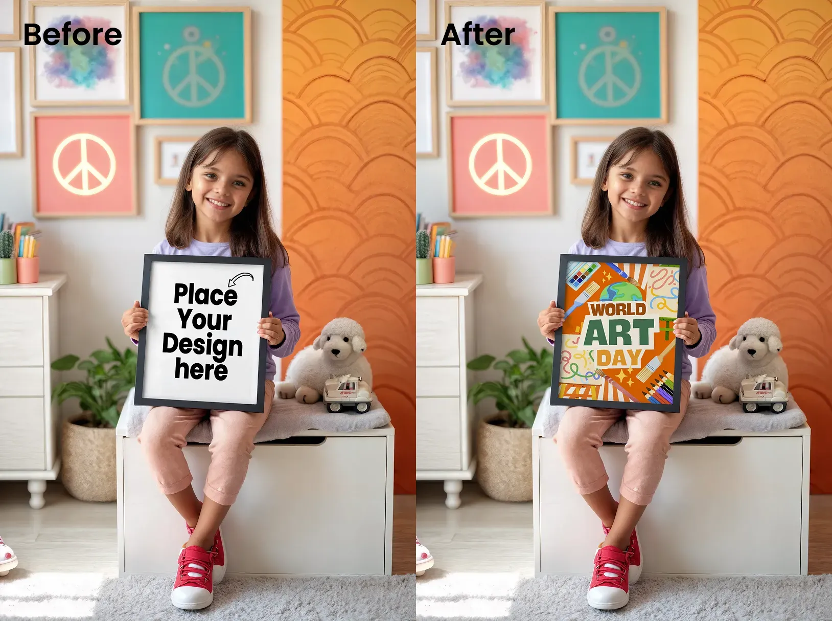 Handheld poster design mockups