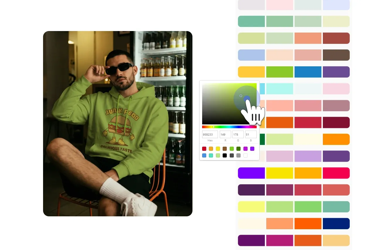 Step 3 change the hoodie color using the color picker.