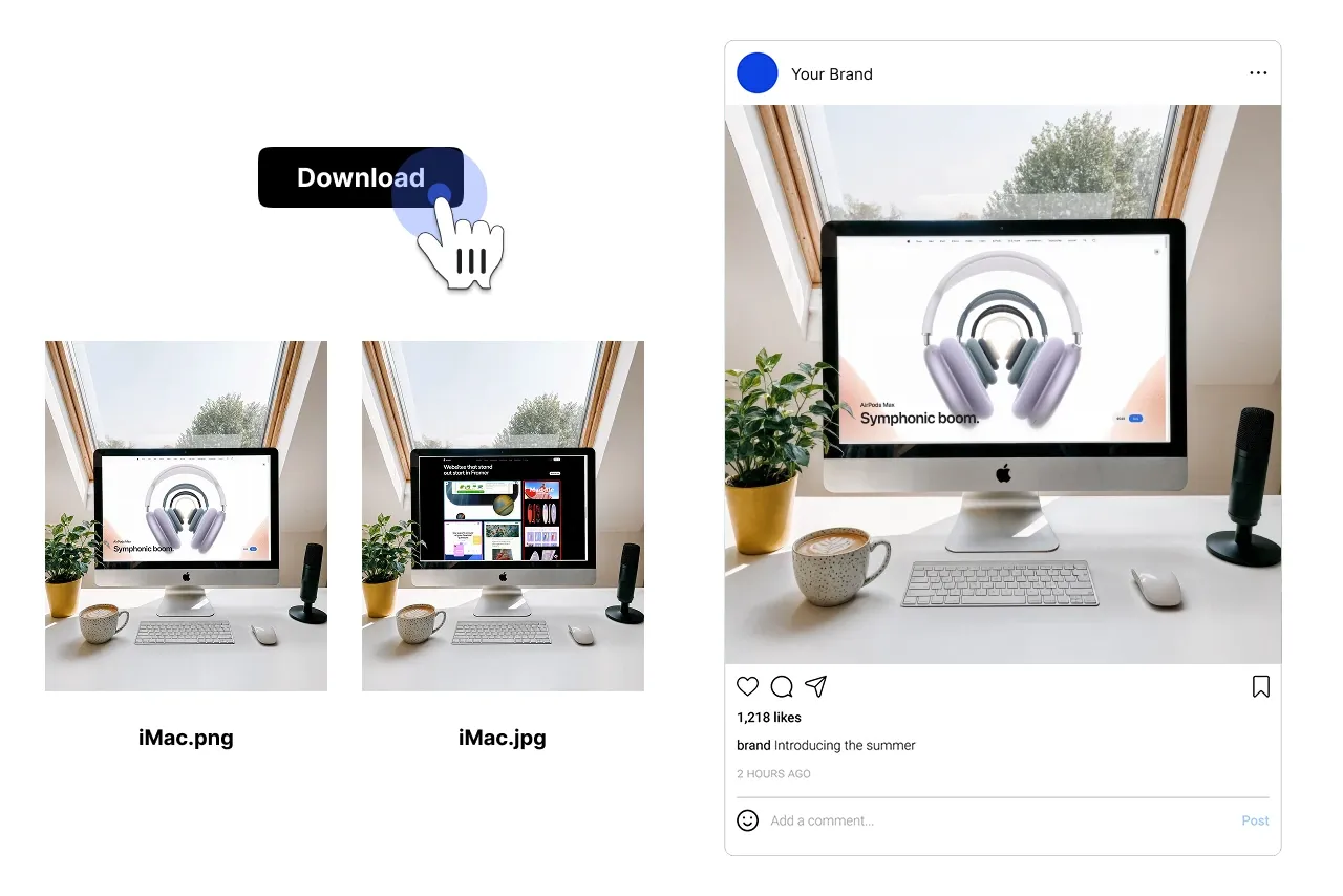 Step 3 download the final iMac mockup in PNG or JPG format.