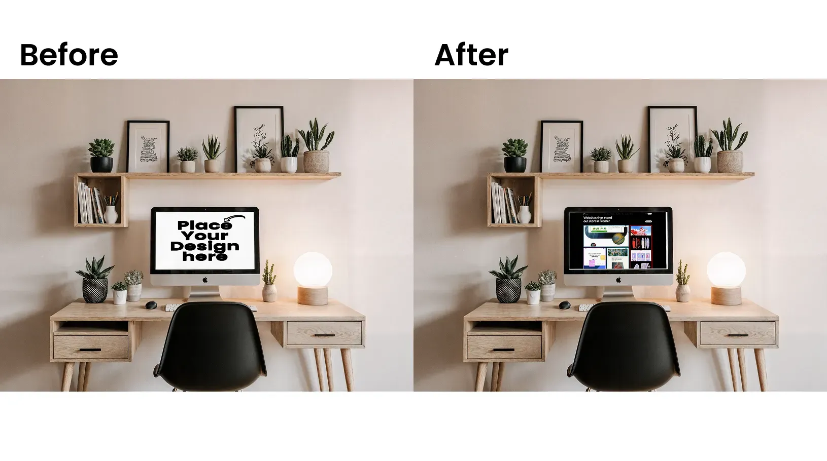 iMac mockup on a study table