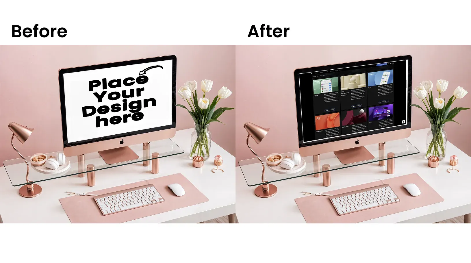 iMac mockup with a matching background