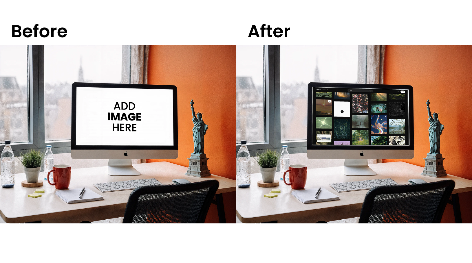 iMac mockup with a vibrant background