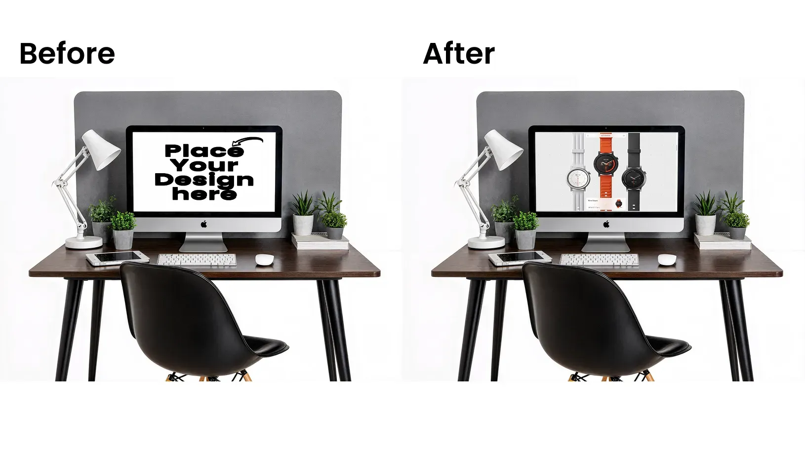 iMac mockup with a white background