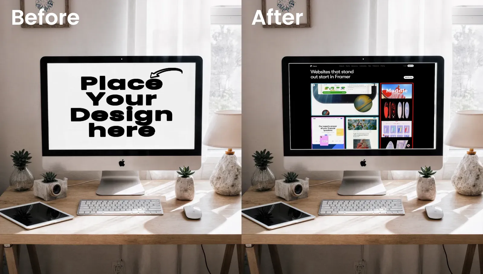 iMac mockup with an iPad