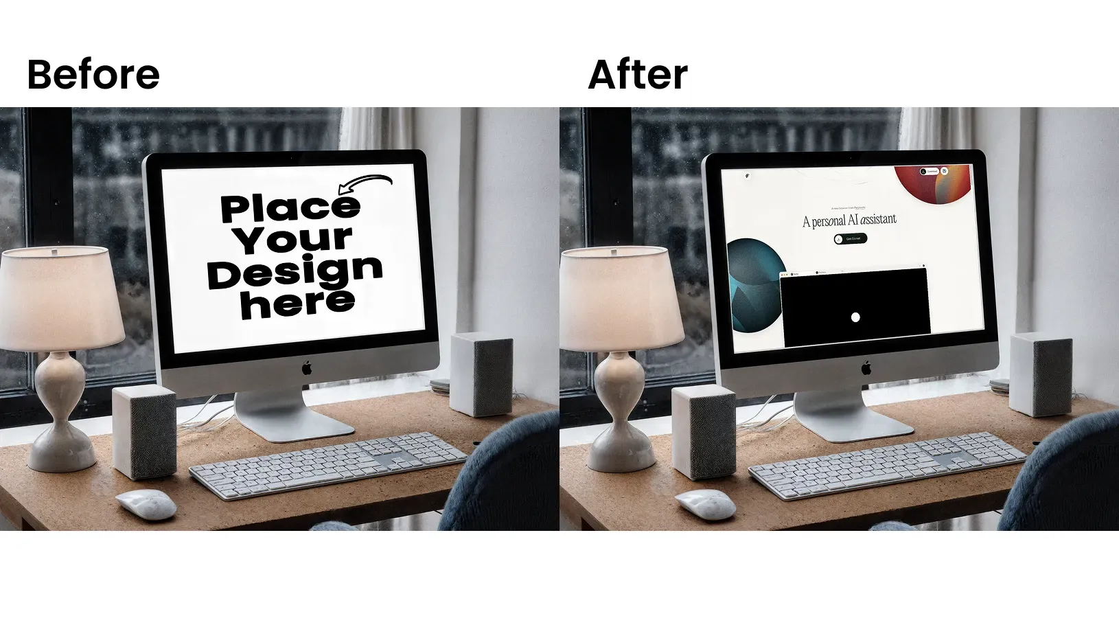 iMac mockup with cozy weather