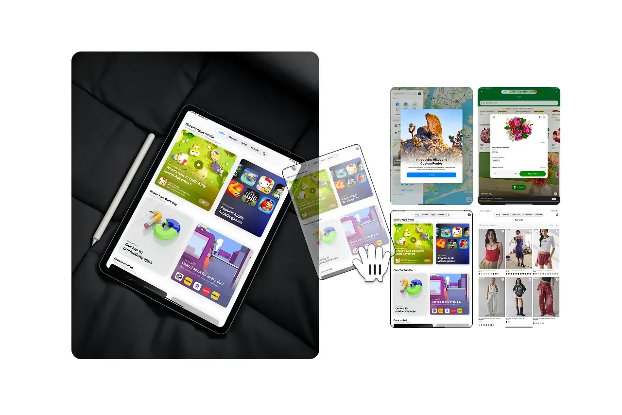 Step 2 showing the iPad mockup with app and website screens applied.