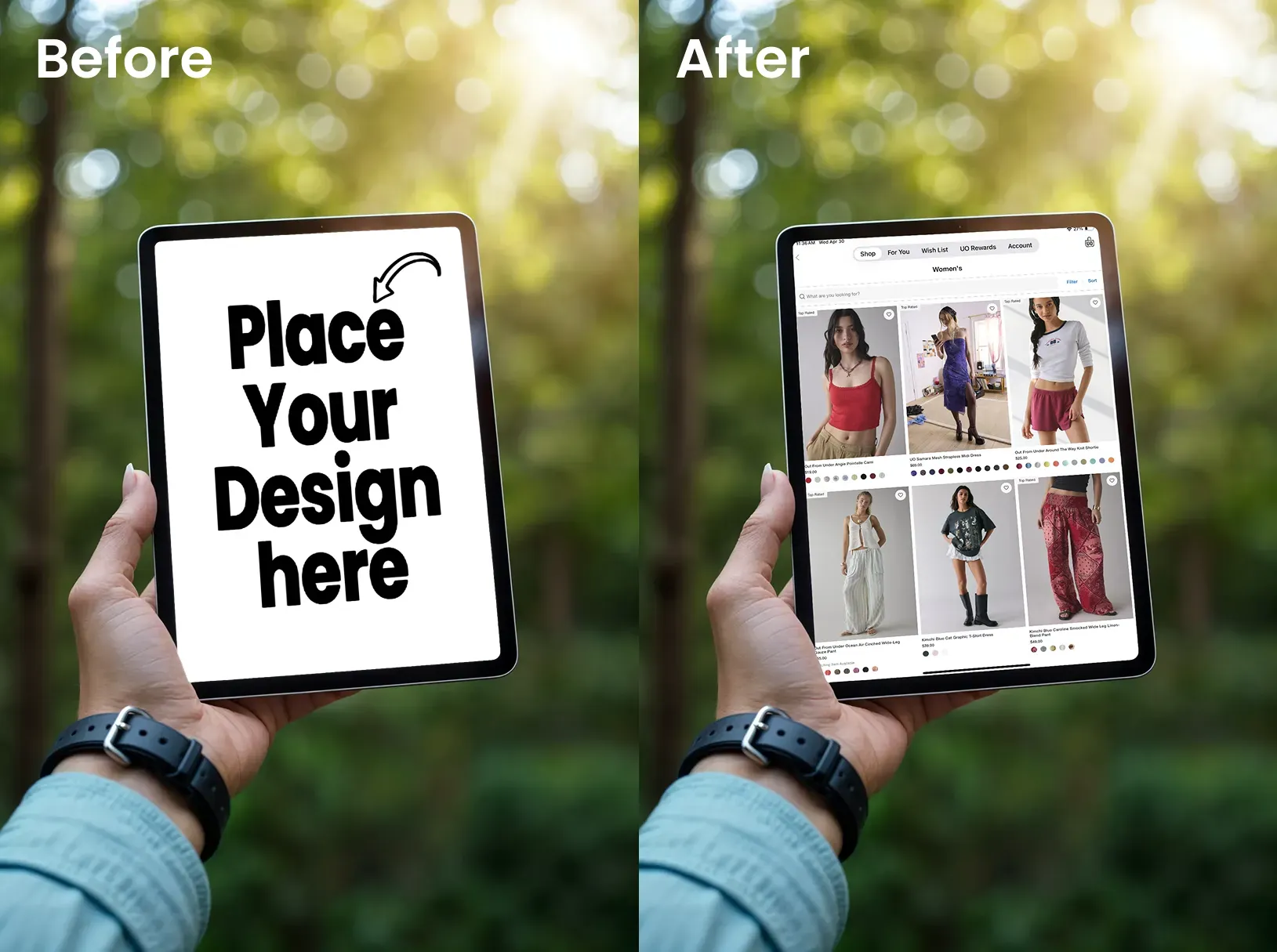 Ipad mockup in a natural setting