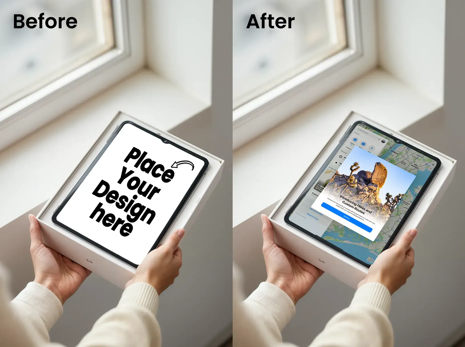 Ipad mockup in an ipad packaging box