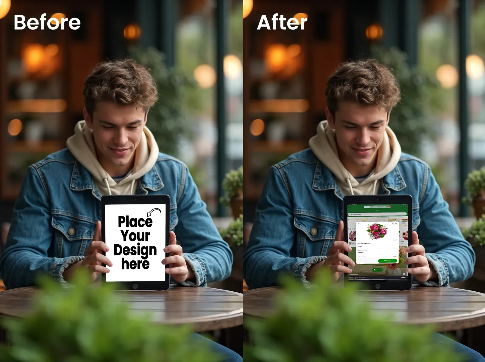 Ipad mockup of a person showing their design