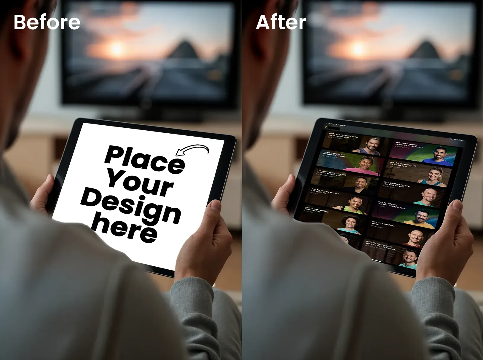 Ipad mockup of a person watching videos