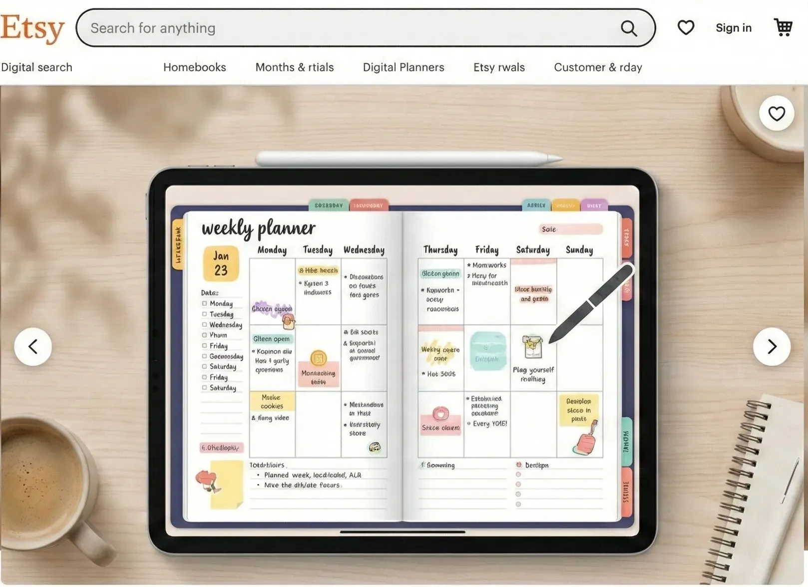 iPad mockup on digital planners