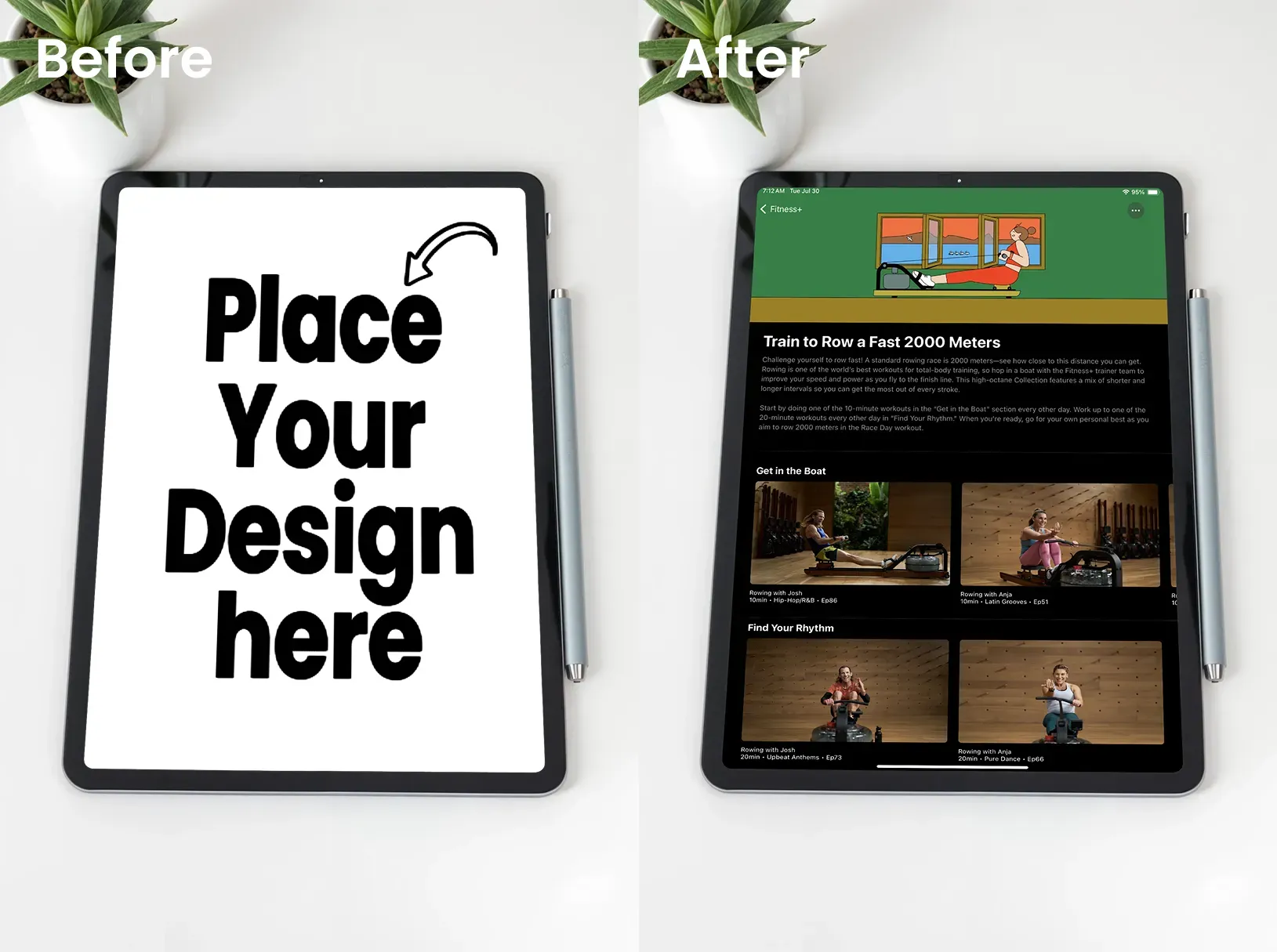 Ipad mockup with a down angle view