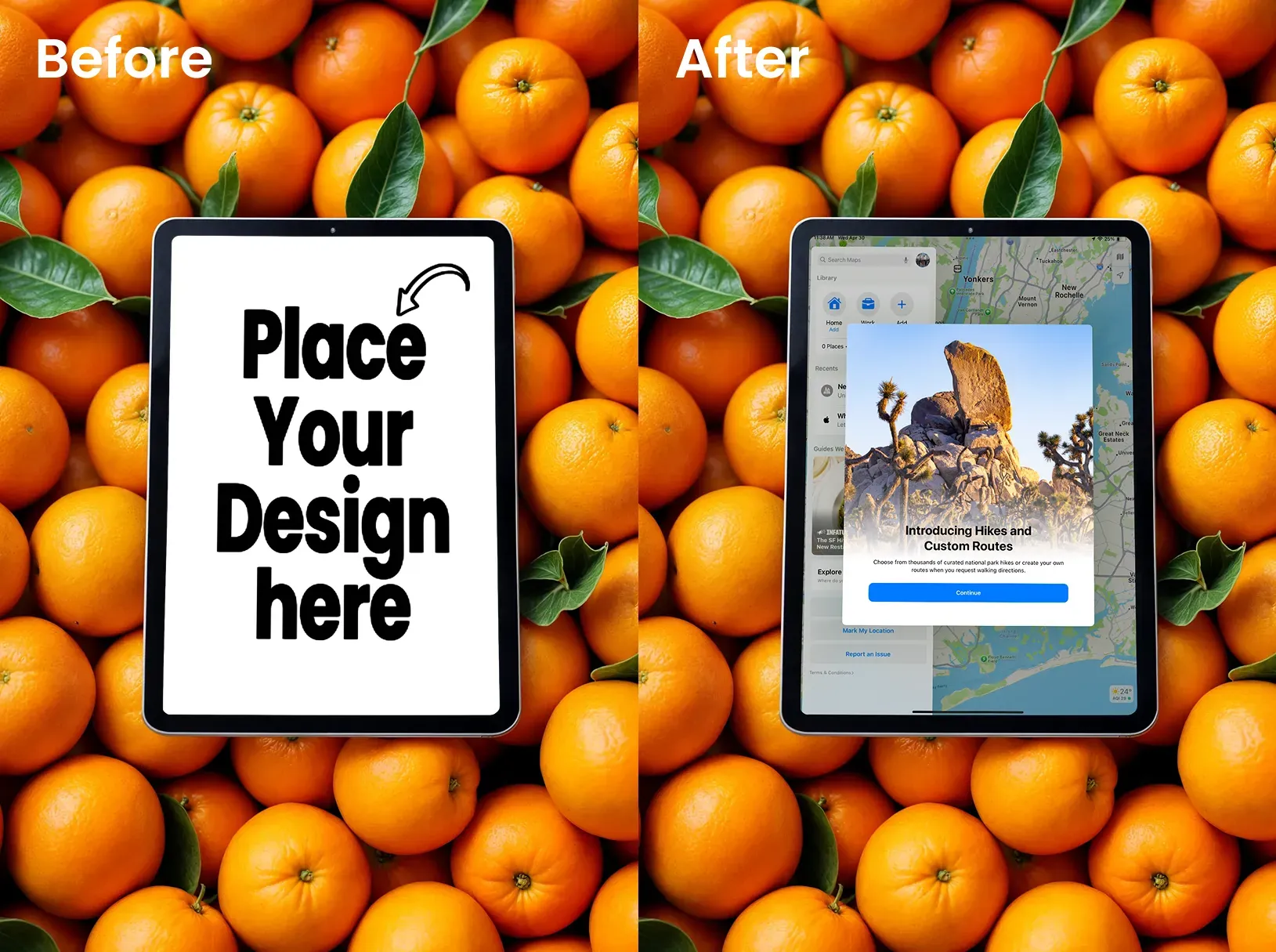 Ipad mockup with oranges
