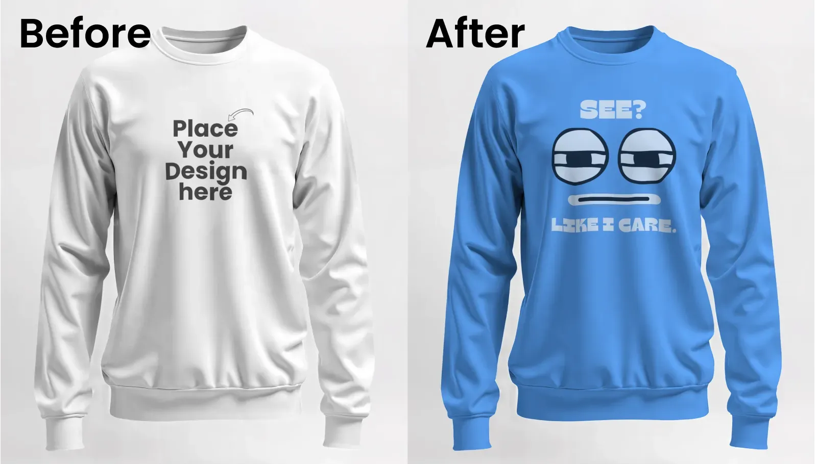 Minimal 3D sweatshirt mockup on plain background