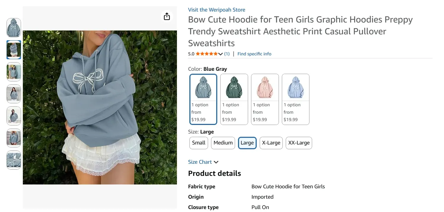 Minimalist hoodies on Amazon