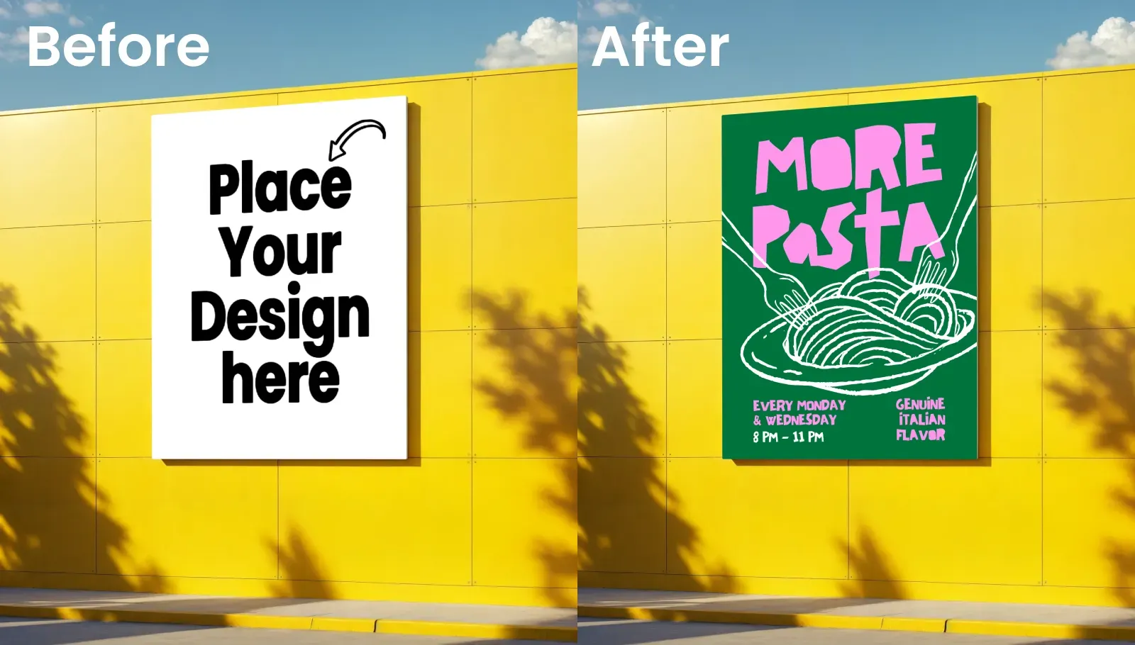Modern Billboard Mockup On A Yellow Building Facade