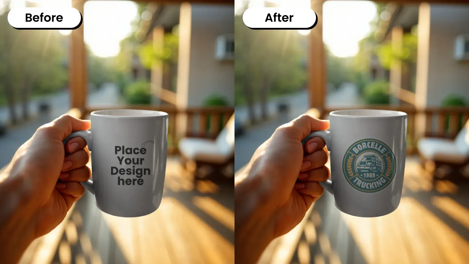 A Person Holding a Mug on Their Deck 