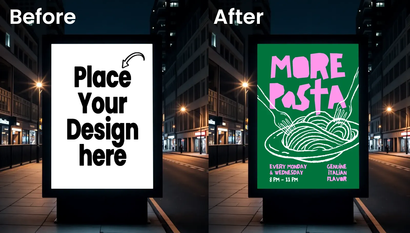 Nighttime Billboard Mockup On A Road Pedestal