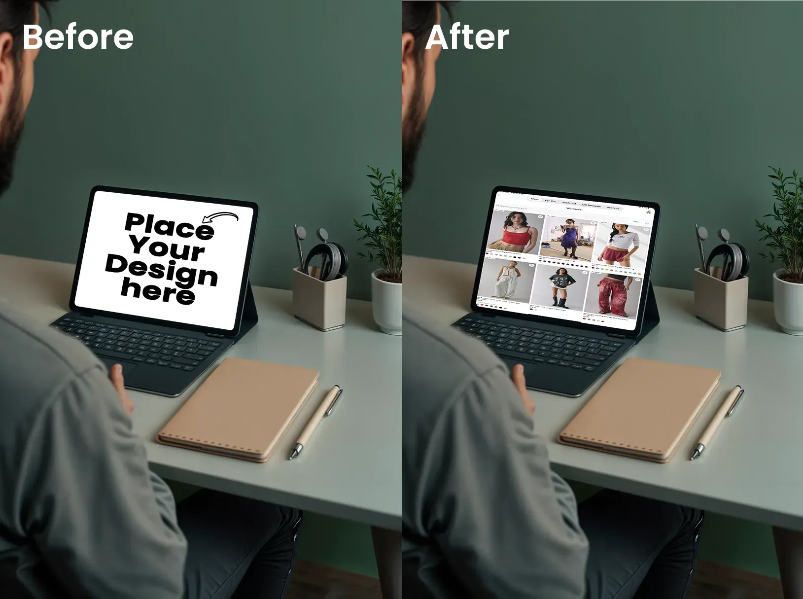 Over the shoulder ipad mockup