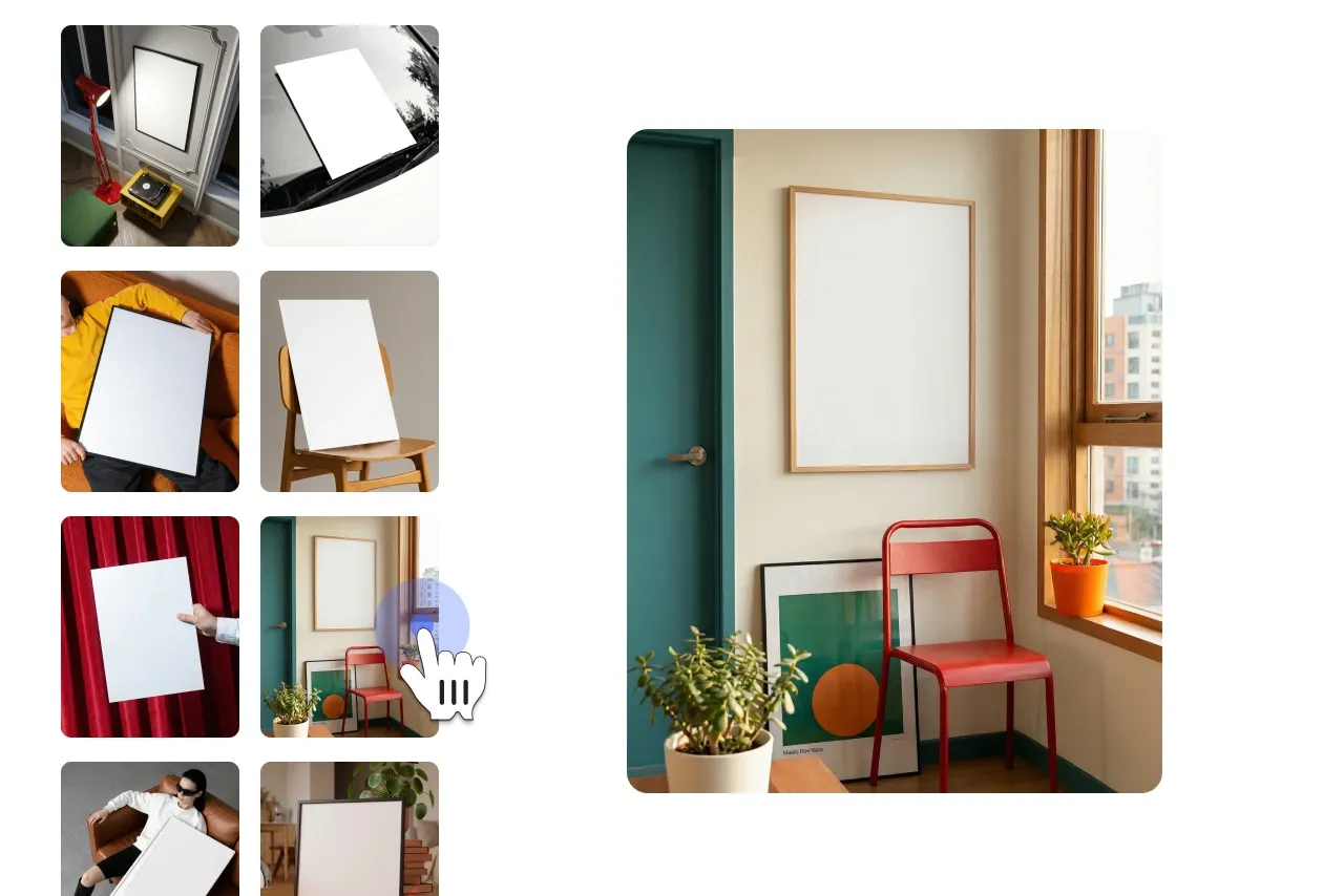 Step 1 select a blank poster mockup from the collection.