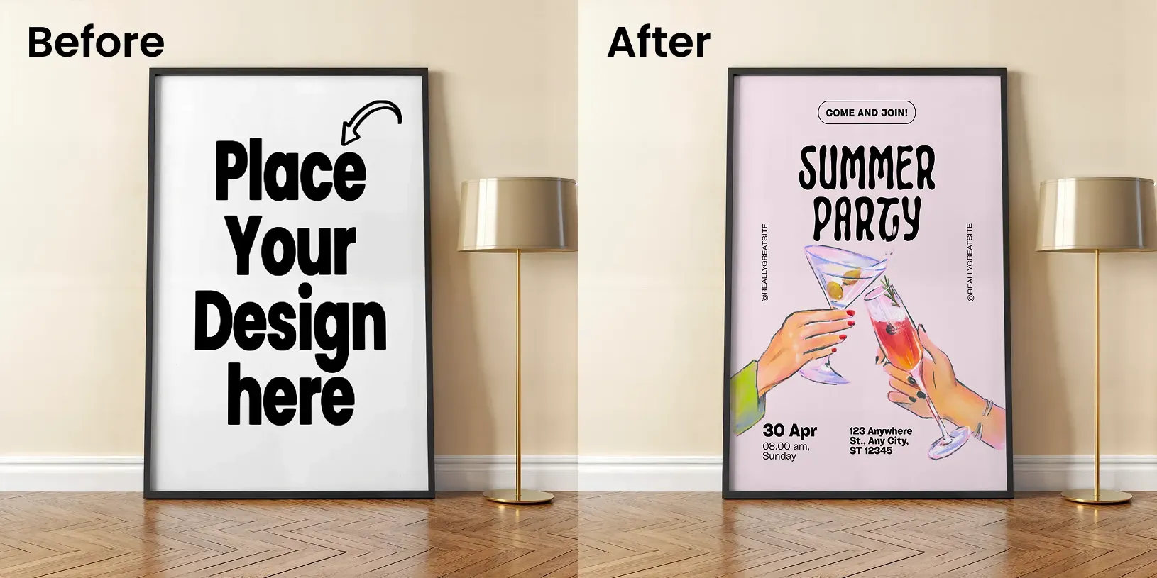Poster design mockups as the center of attention