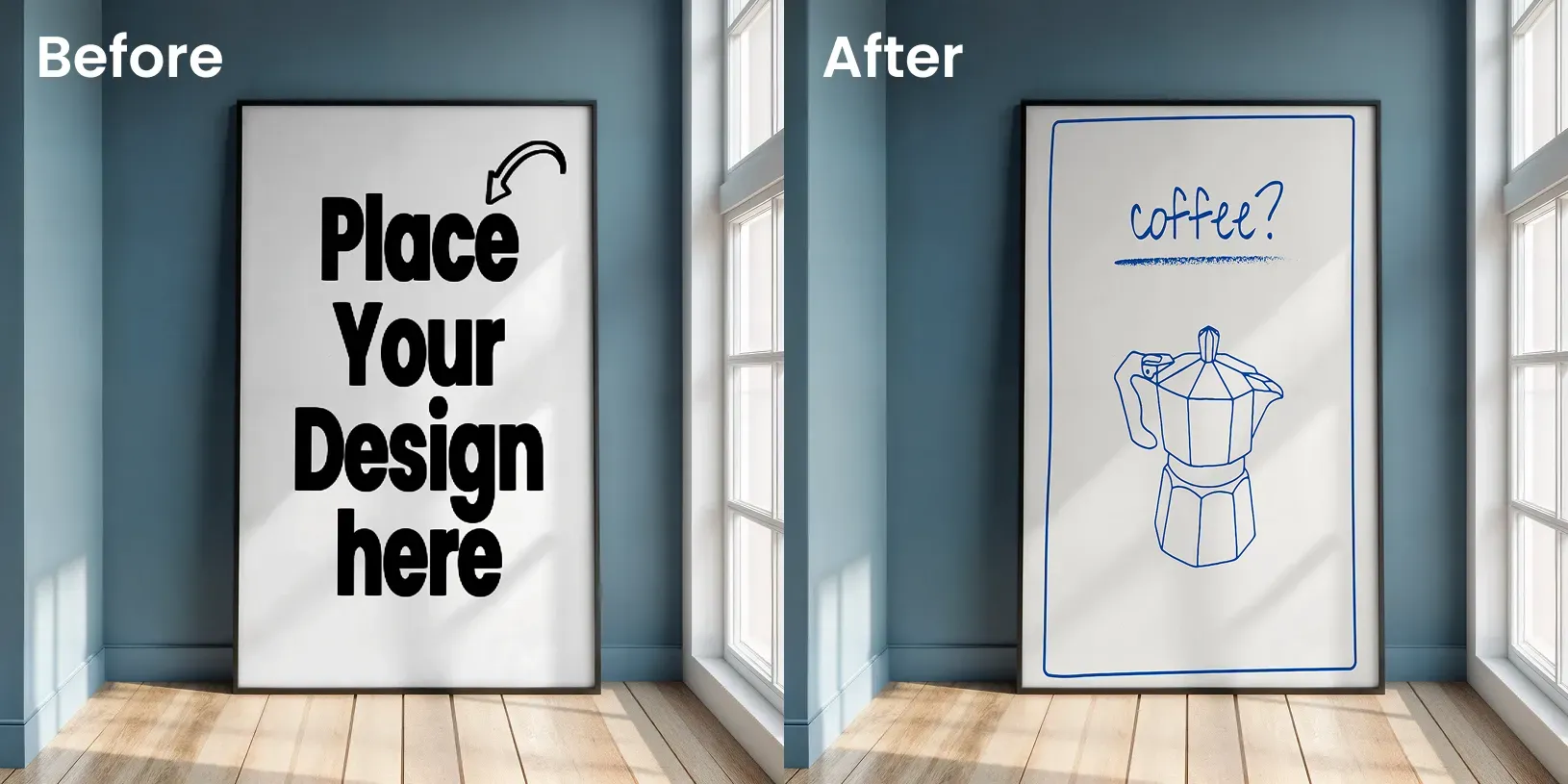 Poster design mockups of a lobby reception area