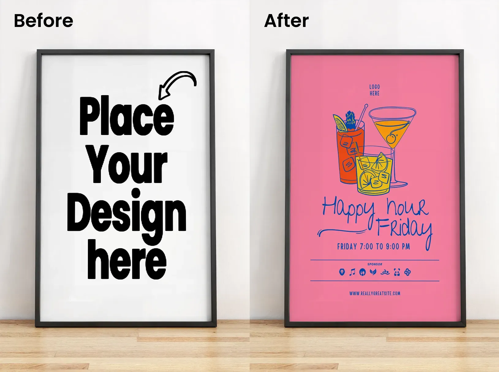 Poster design mockups of a menu board