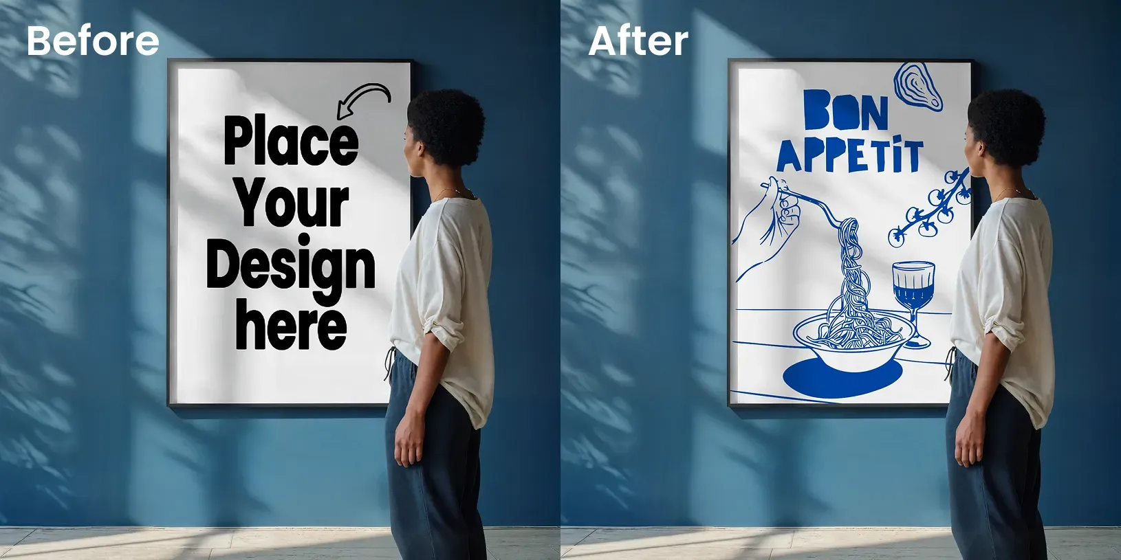 Poster design mockups of a person reading