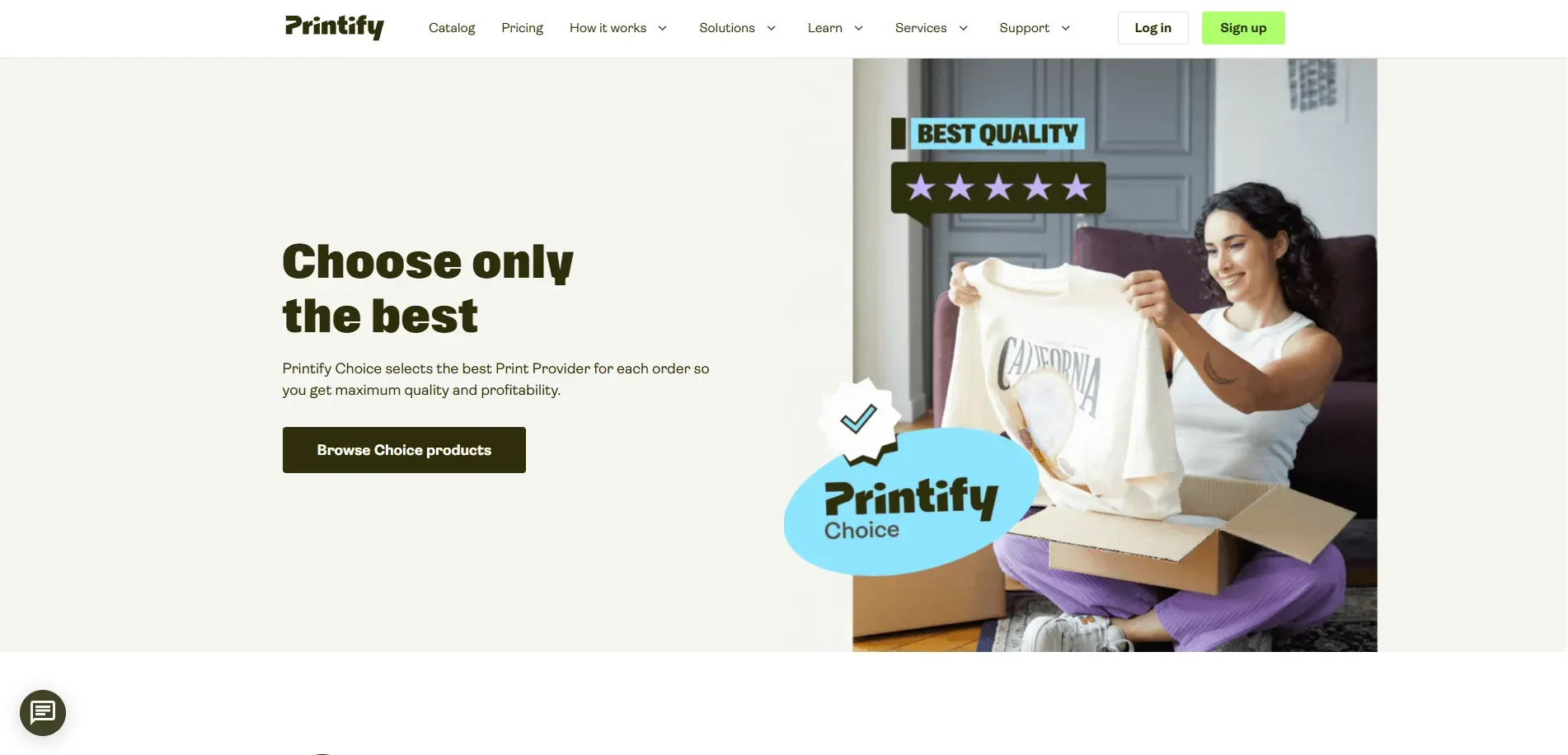 Printify choice landing page