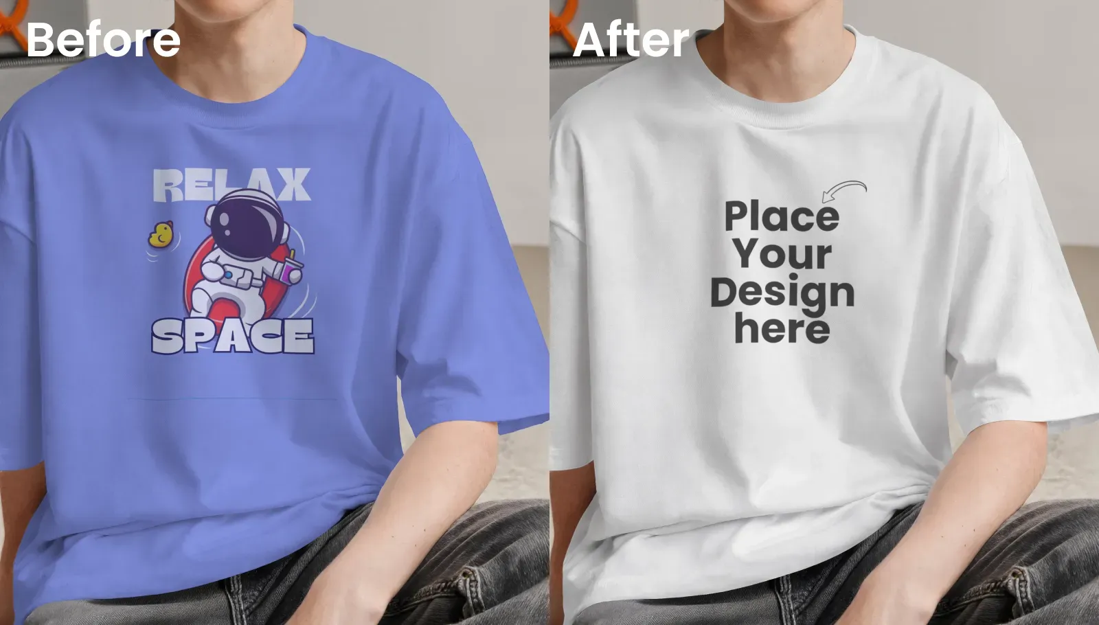 Relaxed fit t-shirt mockup on a guy