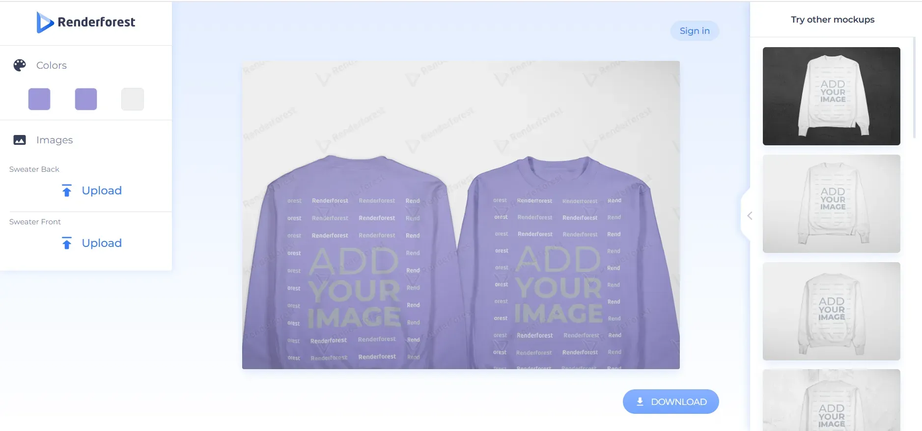 Renderforest sweatshirt mockups